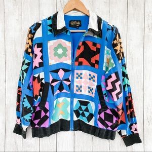 Vintage Bob Mackie Wearable Art Silk Jacket Small
